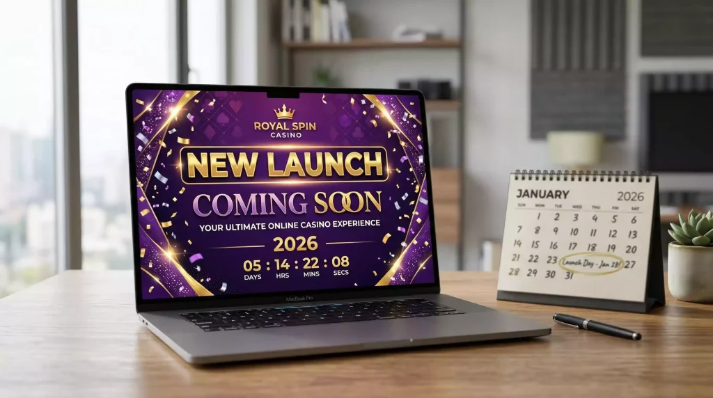 New casino platform launch announcement on screen