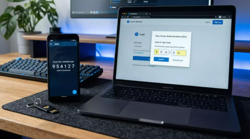 Two-factor authentication code on smartphone screen