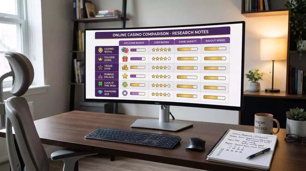 Sweepstakes casino bonus comparison chart showing welcome offers and daily rewards across platforms