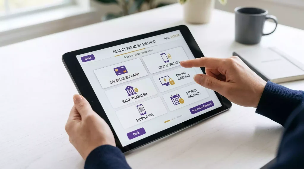 Multiple payment option icons on checkout screen