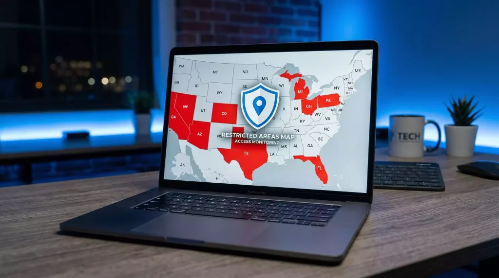 US map showing state restrictions for sweepstakes casinos